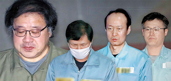 왼쪽부터 안종범, 안봉근, 이재만, 정호성.