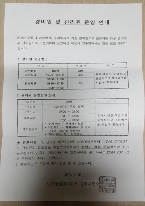 [압구정 구현대아파트 노조 제공=연합뉴스]