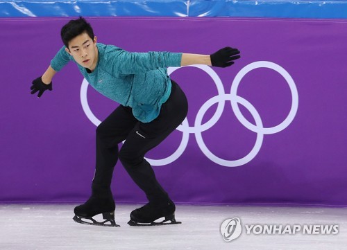 [올림픽]네이선 천 '더는 실수는 없다' (강릉=연합뉴스) 이지은 기자 = 2018 평창동계올림픽 피겨스케이팅 남자 싱글 부문에 출전하는 미국의 네이선 천이 13일 오전 강릉아이스아레나에서 훈련을 하고 있다. 2018.2.13      jieunlee@yna.co.kr