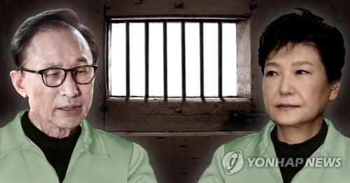 구속된 이명박ㆍ박근혜 전 대통령 (PG)