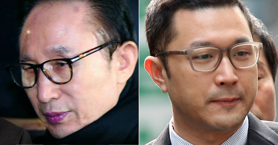 이명박 전 대통령(왼쪽)과 아들 이시형씨(오른쪽) [중앙포토]
