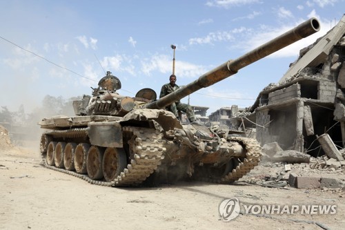 시리아 동부 두마 지역으로 진격하는 정부군 [AFP=연합뉴스1]