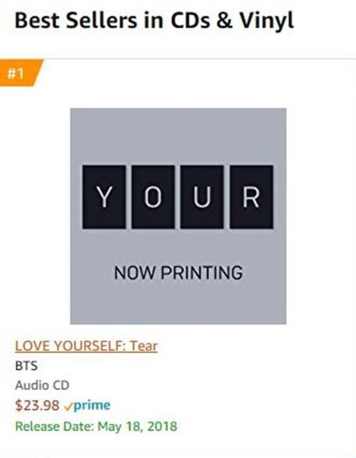 Group BTS occupies No. 1 in the new album reservation and sales division at Amazon, the largest online e-commerce company Amazon in the United States.According to Big Hit Entertainment on 19th, their regular 3 Love Yourself Self Layer (LOVE YOURSELF Ring Tear) released on the 18th of next month will be on the 18th (Local time) On Amazon CD & vinyl I went up to the best selling category No. 1.
