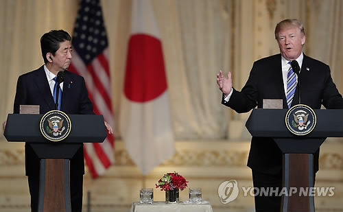 트럼프 미국 대통령과 아베 일본 총리