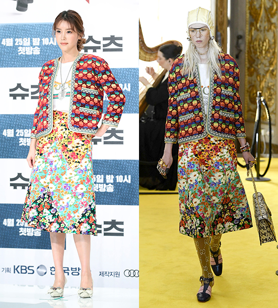 Actor Chae Jung-an showed out the colorful pattern styling.Chae Jung-an participated in the KBS 2 drama Suits (Suits) production presentation held at Times Square in Seoul Yeongdeungpo District.On this day he wore a jacket with color prints and logo patterns added to the white printed T - shirt and floral skirt figure and gave an ornate atmosphere.Chae Jung-an wore jewelry decorative pumps that earn earnings by directing a ponytail hairstyle that bangs bangs naturally.The costume worn by Chae Jung-an this day is the costume of the 2018 resort collection of Gucci (GUCCI).At the runway, the model maximized glamor by laying on pearl and chain decorative headgear and gilt glasses, bold decorated ring bracelet watch and the like.Here, the Model produced a styling with no gap by wearing pattern stockings and banding strap shoes that made the cubic zirconia logo shaped.Chae Jung-an coordinated the shoes and accessories differently from the runway model according to the real way look.If you omit the jacket or match the monotonous item below, is even better appearance Doto Boje?On the other hand, Suits is a legendary lawyer in Korea, the legendary lawyer, Chan Jang-seok (Chang Dong-gun) and a fake new lawyer with a genius memory and a drama depicting the blommance of Yonu (Park Hyung-Sik) It is.Chae Jung-an assumed the role of the strongest seat secretary..Fresh with pattern mix