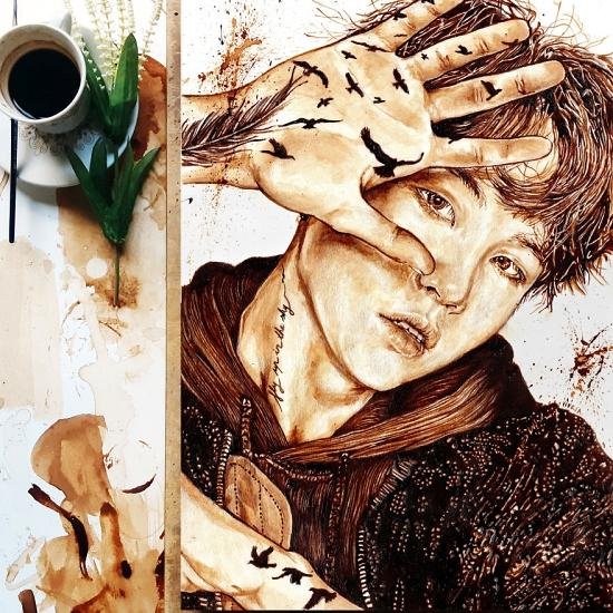 Spains artist Nuria Salcido is not a paint but a Coffee artist who draws pictures using Coffee.Drawing figures, abstraction, landscape and various images on Coffee He began drawing figures of popular idol group BTS in Europe several days ago.Coffee newly drew a picture of the seven BTS members ranging from Vijin, politicians, J - Hop, RM, Jimmin, Sugar.Implementation was the original architect.However, the Coffee diagram which began to draw as a hobby called popularity, and since two years ago I turned to a Coffee artist.Salsido used Twitter as enthusiastically fans of BTS, I was pleased to be able to interact with a lot of BTS fans while drawing their paintings.