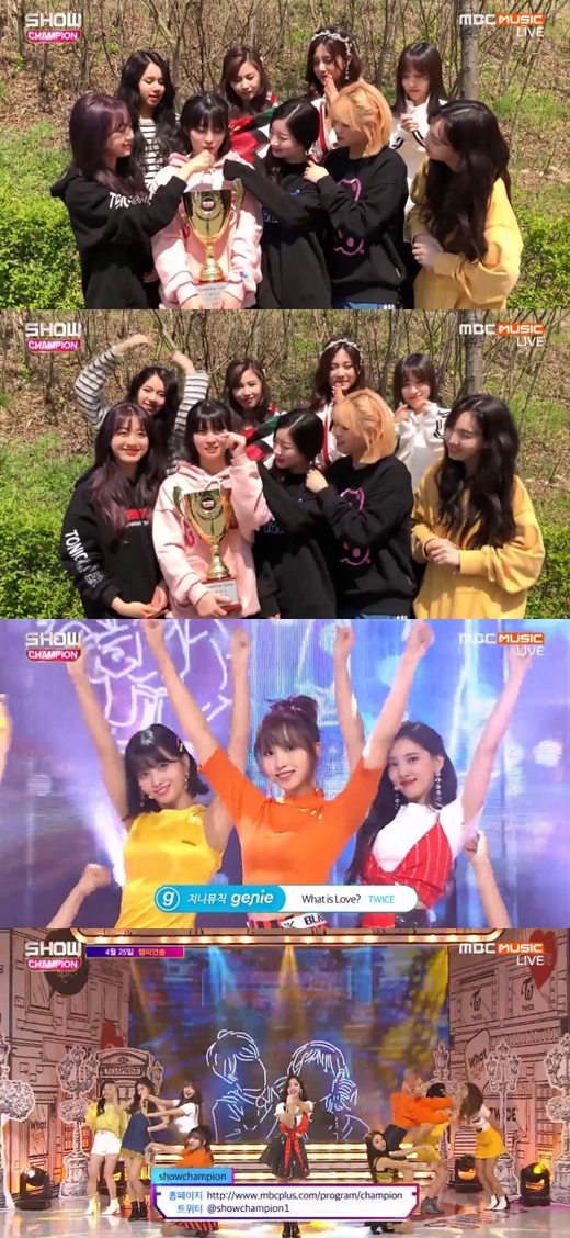Girl group TWICE recorded championship songs for two consecutive weeks. TWICE is a cable channel MBC Music show on the 25th.What is Love? (What Is Love?) in the song Championship), and was announced as the number one player, beating VIXX Scentist, Exo Chenbak City Blooming Day, Winner EVERYDAY (Everyday) and E X ID Tomorrow Year.TWICE, who did not go on the live broadcast, said in a video, I was #1 on Show! Championship for two consecutive weeks.Thank you to producer Park PD, said the company, adding: What is Love?Is a song released by TWICE on the 9th, and it is a bright dance song that deals with the curiosity and imagination of girls who learned love as a book or as a movie or drama.Championship featured VIXX, NCT 2018, Eric Nam, Pentagon, Samuel, Hyung-seop X U-woong, H.U.B, Impact, The Boys, Stray Kids, 14U, Bad Kids, The Rose, Hoons, Intuit, Snuper, Hint and others.Snuper has made a comeback with his new song Tulips (Tulips): a confession song that expresses love for various charms, like Tulips with different flower words for each color.