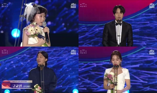 Actor Heo Yool District Exchange Choi Hee-seo Yang Se-jong emerged another new piece of the 54th Baeksang Arts Awards.On the evening night, the 54th Baeksang Arts Awards (hereinafter referred to as white elephants) took place at the COEX D Hall in Gangnam - gu, Seoul, Shin Dong - yopu, actor Park Bo - Gum, singer and actor resin society.This year the Baeksang Arts Awards award ceremony was awarded over 11 categories of movies and 14 TV categories.Yomiuri is the only domestic award ceremony that is going on together with TV and movie sectors, attracting attention every year.In the TV division this year, TV TV tvN drama Mother Secret Forest Misty and KBS 2 who broke through the audience rating of 40% and challenged the syndrome Golden My of Life , Anshi, My way etc. will beat corner.In the film division, With God - Sin and Punishment that broke through the 10 million crowd with the same name Woptun as the movie dealing with a painful history such as 1987, Namhan Mountain Castle Park Kook Taxi Driver Compete with each other.Today TV division female NBA Rookie of the Year Award was named Yang Se-jong, a young child actor of mother Heo Yool, a man NBA Rookie of the Year Award, who was performing at the temperature of love.Yang Se-jong left a short and thick award feeling Thank you.Film department female NBA Rookie of the Year Award is Park Joo Choi Hee-seo, a man NBA Rookie of the Year Award was awarded the honor of the old exchange attracted by acting skills that stand out in Jane of Dreams.In the old exchange, I will misunderstand this prize as being given in the sense that it can postpone the continuation in the future and will continue to be enthusiastic in the future.I wish for a good world to come.I will also become a good actor I told the impression.Choi Hee-seo recalled the age of the unknown times Himdoordon and added emotion back to actors who survived the anonymous era oneself