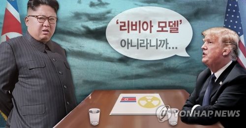 북미정상회담·북한 반발에 트럼프 리비아 모델 적용 안해 (PG) [제작 최자윤] 사진합성, 일러스트