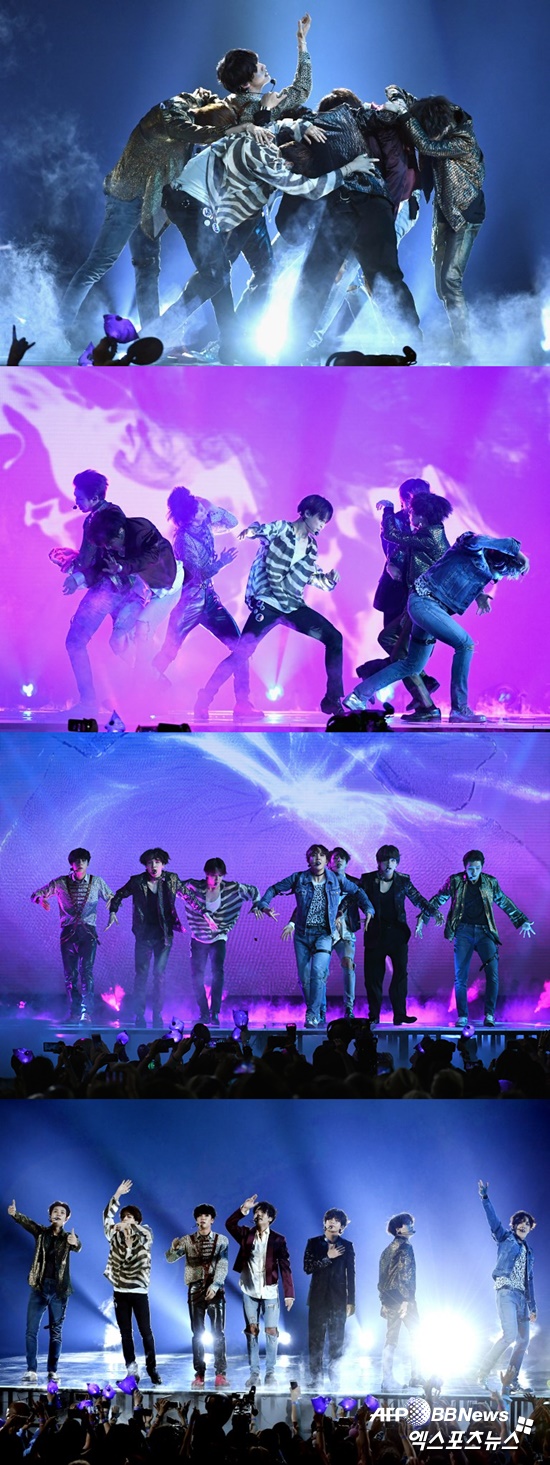 Group BTS was introduced as the modifier of Worlds Best Boy Group in the US, the worlds largest music market, and opened a comeback with a splendid appearance.BTS attended the 2018 Billboards Music Awards (2018 BBMA) held at the MGM Grand Garden Arena in Las Vegas on the 21st.From the opening, BTS presence was evident; local audiences responded with a hot shout as host Kelly Clarkson shouted BTS.BTS also attracted attention with various facial expressions and poses on the camera.BTS attended the 2018 Billboards Music Awards as a winner and a performer.At the awards ceremony held last year, he was the first Korean singer to win the Top Social Artist award and was honored for the second consecutive year.Leader RM first said in English, Thank you for giving me a precious prize for two consecutive years.I have been receiving it twice in a row, so I thought about what social means to us. Many people told me that BTS Music changes my life. I learned how much it means to be a music. Ji Min then wrote in Korean, This award is what you received, and I really appreciate it and love it. It was an exciting moment when Korean was echoed by music fans around the world.On that day, BTS first released the new song Fake Love (FAKE LOVE); BTS, which was set to mark the second stage at the end, appeared with the introduction of Kelly Clarkson.Kelly Clarkson expressed the enthusiasm of BTS fan club Ami, saying, I think I should use earplugs because my voice is so big. Then BTS was introduced as the best boy group in the world.Ahn Hyun-mo, who is in charge of the Mnet satellite monopoly live broadcast, emphasized the meaning, It was introduced as the worlds best boy group, not Koreas best boy group.BTS presented the worlds first stage of the title song Fake Love of the new album LOVE YOURSELF Tear released on the 18th.Unlike other artist stages, where dancers were full, BTS showed full performance with only seven members on stage.As well as the shout before the stage, Fake Love was held, the cheering method was unfolded, and even after the stage was over, the shouts of local audiences did not cease.Audiences responded to BTSs spectacular comeback stage by shouting BTS.In addition, the top model Tyra Banks, who appeared to award the Singer of the Year Award, also praised the stage of BTS with the words I can not escape the afterlife of BTS.The biggest music market, the United States, has come back spectacularly, nicknamed the Worlds Best Boy Group. Another emergency that BTS will achieve is attracting worldwide music fans.Photo: AFPBNEWS=NEWS1