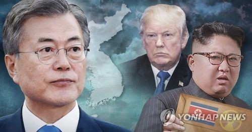 문재인 대통령, 운전자론 최대 고비. 북미정상회담ㆍ한반도 비핵화 난항 (PG) [제작 정연주] 사진합성, 일러스트