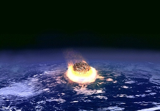 칙설럽 분화구를 남긴 소행성 대충돌은 핵폭탄 수백만 개를 한꺼번에 터뜨린 에너지를 내 전 세계를 불바다로 만들었다. 소행성 충돌 상상도. 미항공우주국 제공.