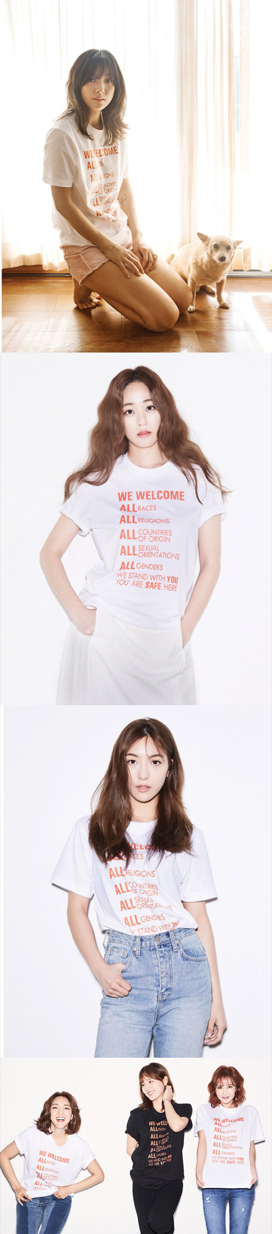 Discrimination and a World Without Prejudice...Lee Hyori and Kim Hyo-jin and S.E.S. join the Welcome campaign. Singers Lee Hyori, S.E.S., and actor Kim Hyo-jin joined the cultural diversity movement.Magazine Oboe released several pictures on the official SNS on the 30th, along with the article Welcome, Lee Hyori, SES, Kim Hyo-jin, Luna, Bae Doona, Lee Myung Se, Kim Seung Hwan,Lee Hyori, Kim Hyo-jin, S.E.S (Sea Eugene Shue), f (x) Luna, etc. in the picture are wearing a T-shirt written as Welcome above and convey a message that respect each others values without discrimination or prejudice.The proceeds from the sale of the Welcome T-shirts made for the Welcome campaign are donated to environmental groups, Oboe added.The Welcome campaign picture, in which they participated, can be found in Oboe 87.