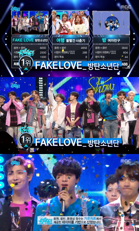 Group BTS achieved Solo Day seven-time king as it topped MBCs Show! Music Core.BTS is a live MBC song ranking program Show! Show!In Music Core (hereinafter referred to as drinking), he was nominated for his girlfriends night and travel of a cheeky adolescent.BTS topped the list with the title song FAKE LOVE (Fake Love); it achieved the achievement of reaching number one on Drink for two consecutive weeks.After finishing first, I gave thanks you to my fans and thanked them for being together when they were happy or sad.BTS has been ranked as a total seven-time king in the domestic song ranking program with this drinking.Starting with Music Bank (KBS 2TV) shortly after the release of the new song last week, Show!Champion M Countdown and ranked first for the second consecutive week in Music Bank on the 1st, followed by Drinking on the 2nd.On May 25, BTS released its regular 3rd album LOVE YOURSELF Tear title song Fake Love.Since then, it has been ranked # 1 on the Billboard 200 chart, # 10 on the Billboard Hot 100 chart, # 1 on the Billboard Artist 100 chart, and # 7 on the Billboard Strimming Song Chart.First, SHINee set up a comeback stage with the title song Derry Street (Good Evening) of EP.1 of the first album of the regular 6th album.I was able to appreciate the unique and original stage of SHINee such as performance and music.AOA also staged a comeback: AOA took the stage with the title song Bingle Bangle from her mini album BINGLE BANGLE (Bingle Bangle).The six members were attracted to the stage where they could feel the bright and healthy energy. The retro song influenced by funky pop was impressive with strong beats and addictive chime.In this Drinking, the prestin unit prestin V also set up the unit de V stage, and the title song Your Own showed off its fresh and sweet charm.In addition, red puberty, Samuel, Bigton, Cross Jean, Dream Catcher, The East Light, 24K, NTB, KHAN, and Cross Jean appeared.