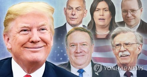 트럼프와 미국 주요 외교안보 라인(PG) [제작 이태호, 최자윤] 사진합성 * 사진 AP, EPA