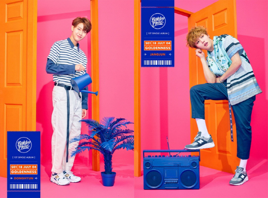 Group Golden Child members Donghyun and Jang Jun scrambled as the third runners-up in the personal comeback Teaser.On the 22nd, at 0 oclock, Woollim Entertainment released its personal image Teaser of Golden Child member Kim Donghyun and Lee Jang Jun, who will come back with their single album GoldNice scheduled to be released on July 4th through official SNS.Like the four members of the former Teaser, Donghyun and Jang Juns Boy-full charm and warm visuals captivate the fans attention.The image of Donghyun, who smiles at the camera with small items and Jang Jun, who shows a warm visual with a chic look, has focused attention on the viewers and has raised more expectations for the Teaser contents of the members who have not yet been released.Golden Child released their first mini-album, Gol-Cha!, last AugustThe title song Damdadi debuted in the music industry, a unique concept with warm visuals and storytelling, and received a hot love with stable live and sword dance.They were active as the second mini album Miracle (), and especially the overseas promotions that were held for the first time in Japan successfully completed and showed the possibility of growth as a global idol.Meanwhile, Golden Child will release its first single album GoldNice at 6 pm on July 4 and will be active.