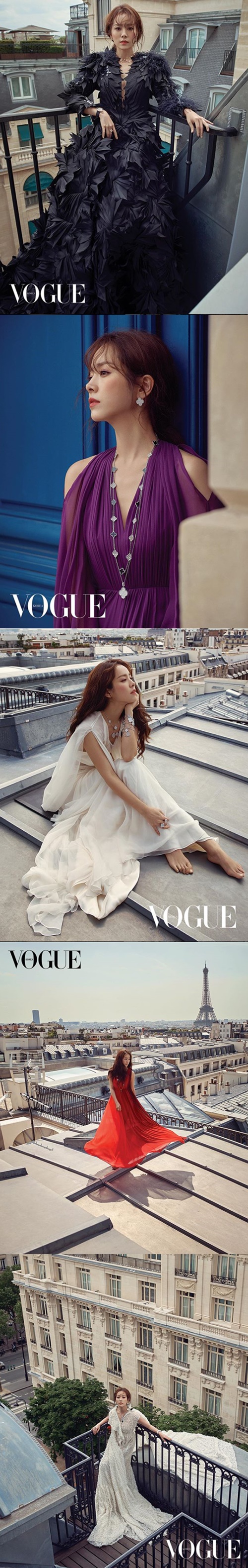 Actor Han Ji-min showed off her goddess beauty in Paris.On the afternoon of the 27th, Han Ji-min posted several photos of the July issue of the fashion magazine Vogue Korea through his instagram.In the public photos, Han Ji-min layered purple, red dress and colored jewelery to reveal the feminine sensibility between the girl and the woman.In another photo, he showed an extraordinary concept that reminds me of Black Swan, appealing to elegant charm.Especially, no matter what dress you wear, you can see the distinctive features and unique bright smile reminiscent of Goddess.On the other hand, Han Ji-min is in the midst of filming TVN Knowing Wife scheduled to be broadcast in August.Photo Han Ji-min Instagram
