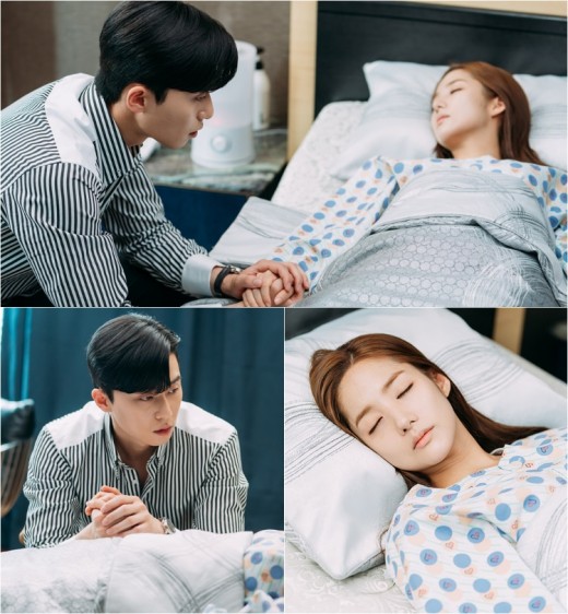 Park Seo-joon - Park Min-youngs affection index explodes.TVN Why is Secretary Kim doing that (director Park Joon-hwa/playwright Baek Sun-woo, Choi Bo-rim/hereinafter, Secretary Kim) has everything from wealth, face and skill, but he is a self-defeating vice chairman Lee Yeongjun (Park Seo-joon) and Kim Mi-mi, a secretary-level legend who has fully assisted him The exiting mill romance of the cattle (Park Min-young).In the last broadcast, Kim Mi-so recalled the Memory that she had erased 24 years ago because of the female model coming down on a swing hanging in the air during a magic show.I realized that the fact that I witnessed the death of the kidnapper was related to the spider trauma, and I lost my mind to the shocking memory.Young Jun screamed and screamed the name of the lost smile and exploded the tension.The smile that was unconscious and hospitalized and the steel series of Young Jun who is guarding his side are revealed and focused attention.The smile in the open steel series lies in the room with a pale face, which makes me sad.The smile that always smiles in the bungle is worried about the smile that does not go to the place and does not find consciousness and has a bloody face.Young-joon is nursing very much by this smile, and Young-joons eyes are caught in the eyes of the anxious and anxious mind as if he can not hide his anxious mind.Moreover, Young-joon is not taking his eyes off the smile, and he is also interested in holding the smiles hand and desperately hoping that the smile will wake up.The heart of Yeongjun, who is full of worry, is conveyed and makes the hearts of the viewers sick.The TVN Kim Secretary production team said, Please expect what will happen when the smile that you have learned all the secrets that Young Jun wanted to hide wakes up.In particular, the two people who have been deeply connected with the past in the 11th episode broadcast on the 11th will know the identity and face for the first time, and the feelings will be maximized. 