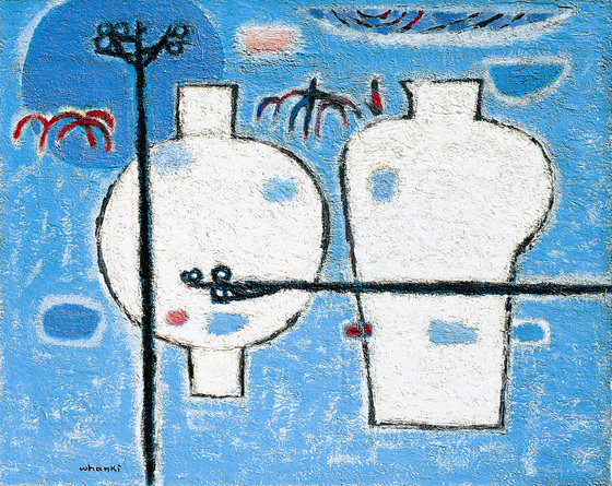백자를 사랑한 김환기의 유화 ‘항아리’(1955~56).