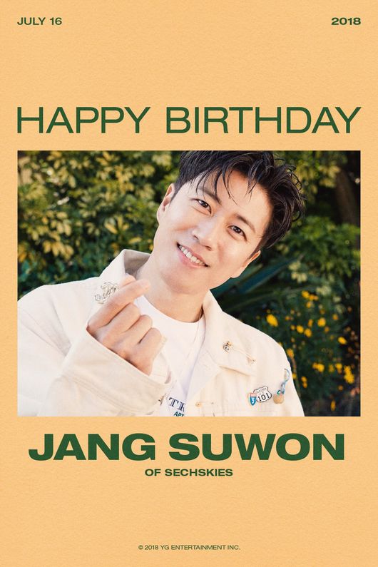 YG Entertainment celebrated the birthday of Techs Kies Jang Su won.YG Entertainment today (16th) via its official blog (www.yg-life.com) released a special production image poster commemorating the birthday of Jang Su won.The poster shows Jang Su won with a bright smile with the phrase HAPPY BIRTHDAY JANG SUWON.Especially Jang Su won is superior, while soft eyes are catching the eye with beauty.Techs Kies, which includes Jang Su won the first prize in the September category of this years sound source award for Special Year at the 2018 Gaon Chart K-POP Awards held in February, showing the strength of the first generation Idol.In June, the private stage J-WALK 2018 PRIVATE STAGE was held to commemorate the 16th anniversary of the formation of the unit group JWARK, which was composed of Kim Jae-deok,YG