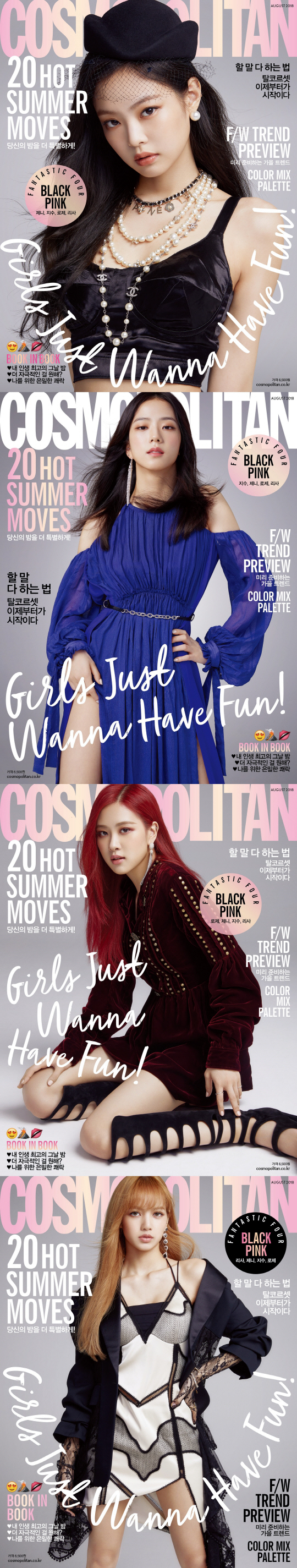A four-piece cover with a unique visual glow of Girl Group BLACKPINK (Jennie Kim JiSoo Lisa Rosé) has been unveiled.The cover of BLACKPINK was released in the August issue. The first four-piece cover was released to fully attract individual members.First, Jenny Kim styled her femininely with a bold crop top and a classic pearl jewelery, while JiSoo showcased her charismatic pose in an off-shoulder dress.In addition, Rosé matched her velvet mini dress with cutting boots to express her goddess-like appearance, while Lisa expressed her power woman with a black jacket and mini dress.Asked about his feelings about winning the chart at the same time as his comeback through the interview, he said, It was a comeback for a year, and I am honored because I did not prepare for rankings such as soundtrack.I was worried that it was a stronger concept than before, but we are happy because you like it. We also have the courage to do something new next time.Asked what short-run is for each BLACKPINK these days, Lisa said, Every day I talk to my mother!I am happy to see you working hard, so it is more powerful to see that. Rosé said, Find your favorite music or interview video on YouTube.I think it heals when I see it. JiSoo said, I feel a little happiness while reading books. What Im reading these days is Hideo Okudas novel Public Swing. Jenny Kim said, It is best to spend time with dogs in the hostel.BLACKPINKs more detailed pictures, interviews and sketches can be found in the August issue of Cosmo Politan and the official Cosmo Politan SNS and website.
