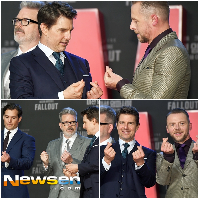 The red carpet event in the movie Mission Impossible: Fallout (director Christopher Macquarie) was held at the Lotte World Tower in Jamsil, Songpa-gu, Seoul on the afternoon of July 16.Tom Cruise, Henry Lau Carville, Love and Simon Pegg are learning to pose for a finger heart.Meanwhile, Mission Impossible: Fallout, starring Tom Cruise, Henry Lau Carville, Love and Simon Pegg, will be released on Saturday as an action blockbuster that must end the inevitable mission as all good-will choices made by top spy agent Ethan Hunt (Tom Cruise) and the IMF team return to their worst results.Jung Yu-jin
