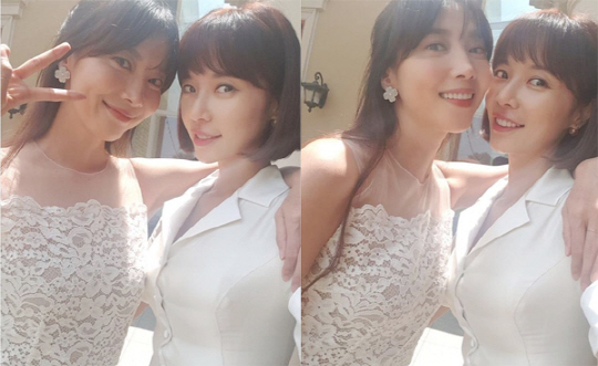 Actors Hwang Jung-eum and Oh Yoon-ah have released their affectionate appearance.Hwang Jung-eum posted a picture on his 18th day, saying, I am with my sister.In the photo, there is a picture of Hwang Jung-eum and Oh Yoon-ah.Two people posing affectionately with their Shoulder to Shoulder, the white outfit further glowed at their beauty.Especially, the bright smile of Hwang Jung-eum and Oh Yoon-ah gives a pleasant energy to the viewers.Meanwhile, Hwang Jung-eum and Oh Yoon-ah are co-starring on SBS Hunnam Chung.