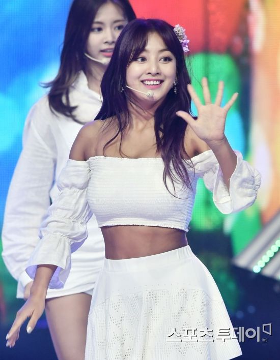 Group TWICE Jihyo is performing a great stage at the MBC Music Show Champion live broadcast at the MBC Dream Center in Goyang Ilsan, Gyeonggi Province on the afternoon of the 18th.