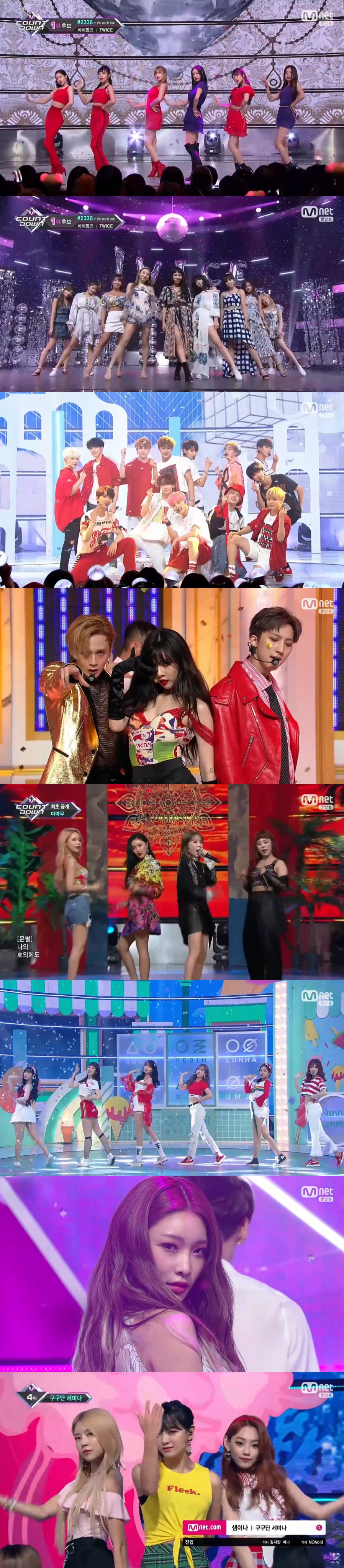 TWICE topped M CountdowndownMnets M Countdowndown aired on July 19 was nominated for the top spot by Apex No 1 and TWICE Dance The Night Away.The third week of July was TWICE.Dance The Night Away, released on the 9th, is an uptempo pop song expressing the youth of TWICE, which has a special happiness.TWICE The first summer song to be presented is impressive with cool and bright energy.The first five teams to be released on M Countdown were Seventeen, MAMAMOO, girlfriend, Cheongha and Triple H.Cheongha presented the title song Love U and the song BB, and the eventeen presented the title song Whats the Happening and the song Our Dawn is Hotter than Day, and MAMAMOO presented the title song You Na Year and the song Sleeping, and the girlfriend showed the title song Summer Year.Triple H (Hyun-ah, Hui, Ethan) was also impressive with the title song Retro Future.There were also many welcome stages that were first released through M Countdown for two weeks.A Pinks No 1 returned to deadly maturity, TWICEs Dance the Night Away with a refreshing charm, and a youthful ball club seminar Samina caught the eye.In the third week of July, TOP10 was TWICE, Gugudan Seminar, A Pink, Momo Land, Account, Promis Nine, Golden Child, U & B, Kim Dong Han and Ace.On the other hand, M Countdown Down Down is accounting, Golden Child, Gugudan Seminar, Kim Dong Han, MAMAMOO, Mightyn, Momo Land and Basita.Seventeen, Shin Hyun Hee and Kim Root, Ace, A Pink, Alice, Girlfriend, On & Off, Cheongha, Target, Triple H, TWICE, Promis Ninesulphur-su-yeon