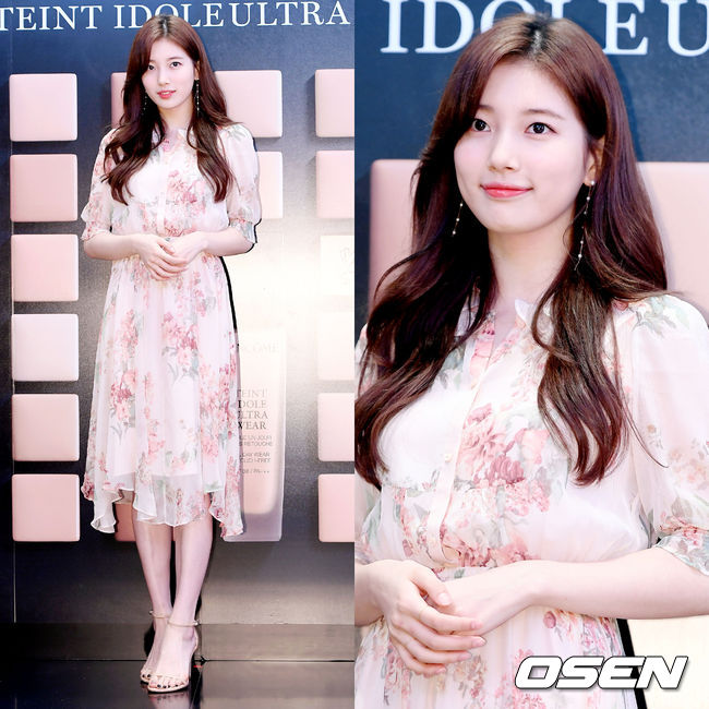 <p>Singer and actor Bae Suzy participated in the Cosmetic brand photo call held at the Shinsegae department store head office in Seoul Naka-ku, afternoon, on the afternoon of 19th, and her seat is shining.</p>