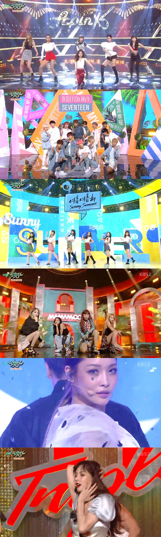 <p>On the 20th KBS 2TV Music Bank, the first week in July, Lucky Twices Night Away From Dance broke Black and Pinks Tsutsu and went up to No. 1. Lucky Twice followed the show champion and em countdown after the comeback, and ran three music crowns.</p><p>Lucky Twice gave pleasure to the fans, Once we were ranked No. 1, we thanked the affiliates and family members. Lucky Twice spread the encore stage with flapping ice on both cheeks as McChees visual on visual cue as previously announced.</p><p>On this day, on the Music Bank K chart, this pinks No One and the New Eastern Ws Depthened View , Volpalgans Adolescence Travel ranked third and fifth. Samu of the ninth seminar, Fay Club of the bulletproof boyhood group, Black, Pink Forever Young, Mel Romance Assimilation, Beetbies You must not do continued.</p><p>On this days broadcast, MAMAMOO and GFriend, Seventeen, Qinghe, Triple H (who was after Hyuna) all came back and showed the face of summer war. Seventeen diverged the charm of the summer boys, Our dawn is hotter than noon as the title song What to do. Following the Summer Special medley, GFriend showed off his new song Summer Summer Year and unique power coolness. MAMAMOO boasted Latin-style you and me and ballad rainy season and Janus-like charm. Kiyoshi showed off his sense of presence full of his own unique stage. Triple H expanded the retro stage that grouped to Retro Future.</p><p>In addition to these, Music Bank of this day also appeared Promise Nine, Accounting, Golden Child, Ninth Seminar, Maitin, Momo Land, Shin Hyun Hui and Kim Rut, this Pink, Ellis, Yuen Rain and so on. The September 15th Music Bank World Tour to be held in Berlin, Germany, was also announced.</p>