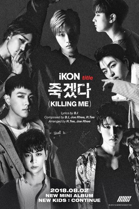 The icon returns to the title track of the new album, Killing Me, which is straight and unconventional.YG Entertainment released a poster for Killing Me, which contains the title song name of the icons new mini album to be released on August 2 through its official blog (www.yg-life.com) at 9 a.m. on the 26th.When expressing emotions more intensely, the song name I will die, which is often exchanged in everyday conversations, attracts attention.Killing Me was written and written by Mamdouh Elsbiay (B.I.), and Joe Rhee and R.Tee participated in composition and arrangement.The Killing Me poster, which is colored against black and white, is full of the masculine charm of icon members.Mamdouh Elsbiay said: Its a different genre from the music weve been through, an exciting song, but the lyrics are sad and lonely, a reply-like song about letters.I would like you to focus on the title of I will die, which is a common word for everyone. The new mini-album NEW KIDS:CONTINUE, released on August 2, is a trilogy complete version connecting NEW KIDS:BEGIN in May last year and RETURN in January of this year.Following the release of the new album, Icon will meet with fans at the Seoul Olympic Park Gymnastics Stadium on August 18th at 5 pm with the first performance of iKON 2018 CONTINUE TOUR.Seoul performances will be held at eight cities including Taipei, Kuala Lumpur, Bangkok, Singapore, Manila, Jakarta and Hong Kong.The city of hosting tours will be added in the future.The icon continued to be the number one music chart in Korea for 43 days in the first half of this year with I Loved, and it won the mega hit by winning 11 gold medals in music broadcasting.It also topped the charts in China and Japan. After I Loved You, there is a growing interest in winning the music charts in the second half of the year.Photos