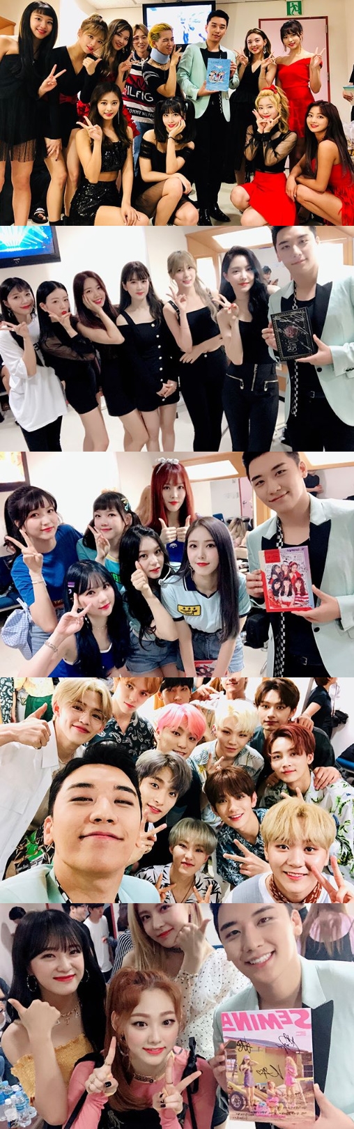 Singer Victory is being supported by many juniors as he acts as Set Seltenie.Victory posted a picture on his SNS on the morning of the 26th, The singers who are currently active cheered us up # TWICE #twice #apink #Apink #Gugudan #GFriend #girlfriend #Seventeen #eventeen.Victory in the photo is making a happy face with albums such as TWICE, Apink, and Gugudan.Victory released Solo album Great Victory in five years on the 20th and actively participatedvictorious SNS