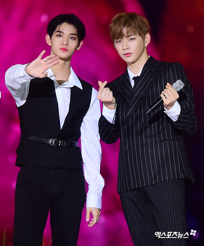 Wanna One Bae Jin Young and Kang Daniel attended the 2018 Korea Music Festival held at Gocheok Sky Dome in Guro-gu, Seoul on the afternoon of the afternoon.