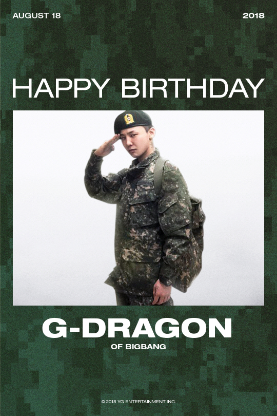 BIGBANG G-Dragon has celebrated his first birthday since enlistment.YG Entertainment released a special poster to commemorate G-Dragons birthday on the official blog at 0:00 on the 18th and sent a message of congratulations called HAPPY BIRTHDAY G-DRAGON.G-Dragon also robbed fans of their eyes with an intense aura in the poster image, which was dressed in military uniform and salute posture.BIGBANG, along with leader G-Dragon, is faithfully serving in the military, including Top, Sun and Daesung.Except for the youngest victory to be enlisted after the Solo activity, four BIGBANG members left the fans for a while, but the activity is empty, but the presence is as strong as the presence.After enlistment, the music video of Good Boy of Jidi X Sun exceeded 100 million views, BIGBANGs Man Spirit and Day Day, and 13 songs recorded billion views, proving the unchanged Gad Bang class.On March 13, the day of Daesungs enlistment, he announced the Flower Road and remembered the V.I.P fans who have been a force until now.