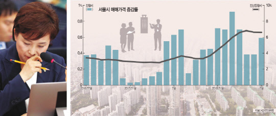 21일 국회에서 열린 국토교통위원회 전체회의 참석한 김현미 국토교통부 장관(왼쪽 사진). 서울 집값 상승세가 여의도와 용산을 거쳐 강북으로 급속 확산되자 정부가 이들 지역의 내년도 아파트 공시가격에 집값 상승분을 그대로 반영하기로 했다. 보유세 부담이 급증하면서 시장에 큰 충격이 예상된다.   연합뉴스