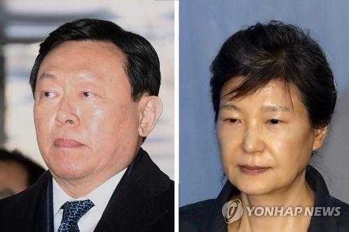 신동빈 롯데그룹 회장(왼쪽)과 박근혜 전 대통령 [연합뉴스 자료사진]