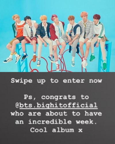 Ed Sheeran mentioned the BTS comeback.Ed Sheeran celebrated his comeback on Monday, referring to the news of BTS new album on his Instagram story.Congratulations to BTS for an incredible week, its a really great album, Ed Sheeran noted BTS.BTS announced its repackage album LOVE YOURSELF Answer on the 24th.The title song Idol (IDOL) has set the shortest record of Korean singers with 20 million views of YouTube in 6 hours and 35 minutes after the release of Music Video, and continues to record K-pop record by breaking 40 million views as of 11 am on the 25th.In particular, BTSs album featured pop star Dolph Ziggler Minaj, who showed off the dignity of the global top idol group.Following Dolph Ziggler Minajs participation in the albums last track and another version of the title track, Idol (IDOL), Ed Sheeran mentioned BTS comeback, confirming the status of BTS spreading to the world.Meanwhile, BTS will be the first to perform a new song stage at the Seoul Jamsil Sports Complex Olympic Stadium today (25th) through the Seoul concert of Love Yourself (LOVE YOURSELF)Big Hit Entertainment, Ed Sheeran Instagram