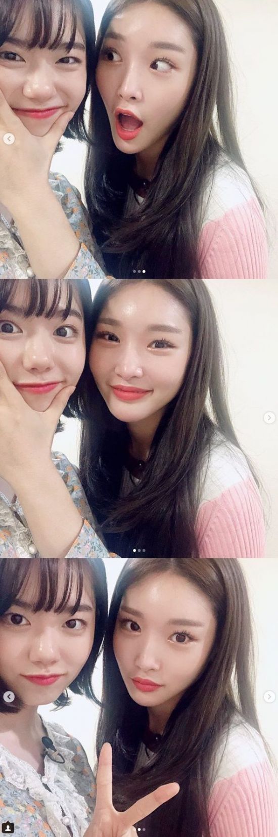 Cheongha and Sohye, who were from the group I.O.I (I.O.I), boasted of their friendship.On the 27th, Cheongha posted three photos on his SNS with an article entitled Always cheering and beautiful.In the open photo, he is looking at Camera with his face affectionately with Kim So-hye, who turned into a single hair.They laugh at the fresh-faced, playful-faced, playful-faced, and the unwavering friendship of the two gives their fans a warm heart.On the other hand, Cheongha and Kim So-hye have appeared on the cable TV Mnet Produce 101 season 1 and have been selected as the final debut group and have been loved by I.O.I.