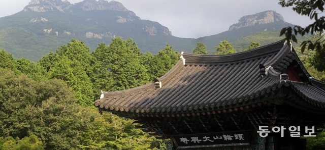 대흥사는 조선 정조가 임진왜란 당시 조선 승군을 이끈 서산대사의 업적을 기리기 위해 ‘표충사’ 편액을 내린 뒤 전국 각지의 뛰어난  스님들이 모여들며 명실상부한 조선 최고의 사찰로 자리매김했다. 사진은 부처님이 누워 있는 모습을 닮은 두륜산과 대흥사.  해남=박영철 기자 skyblue@donga.com