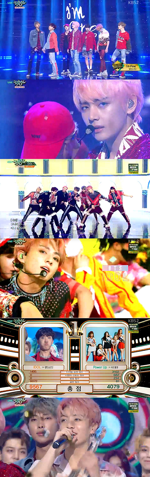 Korea representative Idol group BTS (RM Sugar Jean J. Hop Jimin V government) won the first trophy.BTS was released as the number one player on KBS 2TVs Music Bank on the afternoon of the 31st, beating Girl Group Red Velvets Power Up with the song Idol (IDOL).It is the first number one music broadcast to receive as Idol; BTS was particularly grateful to fan club Ami after winning the trophy.Idol is the title song of BTS repackaged album LOVE YOURSELF -Answer.It is a new song of BTS, which is popular all over the world beyond Korea. It is showing off the power of K-pop representative Idol group by winning various charts at the same time as the announcement.On the other hand, Music Bank on the same day includes (girls) children, IN2IT, MXM, NCT DREAM, SF9, Stray Kids, Go Sung-min, Kim Yong-guk, Nature, Norazo, Laboum, Lime Soda, Reina, Rossi, BTS, Berrygut, Big Flo, Shinhwa, etc. appeared.In particular, Shinhwa made a mature and charismatic performance with a comeback with the title song Kiss Me Like That for the 20th anniversary special album Heart (HEART).