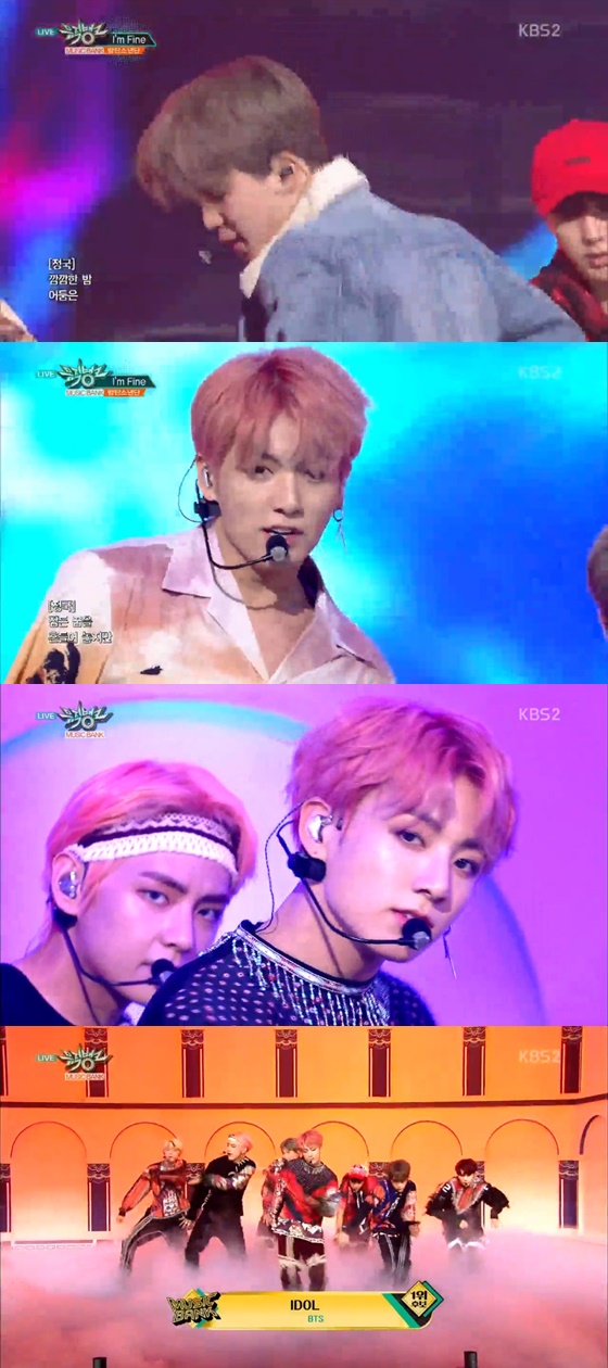 BTS presented Korean beauty and overwhelming sword dance with new songs IDOL (Idol) and Im Fine.In KBS 2TV music program Music Bank broadcasted on the afternoon of the 31st, BTS made a comeback stage with two new songs IDOL and Im Fine.Prior to the stage, BTS said in an interview in the waiting room: As soon as Im active, I want to be the first candidate and tell you that Im grateful to Ami (the name of the official BTS fan club).We will show you the stage, so please look forward to it. BTS was nominated for first place with girl group Red Velvet, thus putting forward Samulnori wind music as the top committee.They said, We will try to upload our song IDOL with Samulnori more exciting.On this day, BTS showed perfect sword dance with Im Fine and IDOL.They pulled on Eye-catching by wearing swag-filled costumes and showing performance.BTS new song IDOL is a song that blends Afrikan dance guaraguara and Korean dance with performance.On the other hand, in Music Bank, In addition to BTS, (girls) children, IN2IT, MXM, NCT DREAM, SF9, Stray Kids, Go Sungmin, Kim Yong Kook, Nature (NATURE), Norazo, Laboom (LABOUM), Lime Soda, Reina, Rossi, NCT DERAM, Berrygut, Shinhwa, Big Flo, He was a blood boy (Ta Ji-hyuk), and Impact.