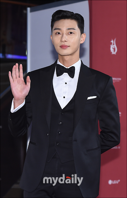 Actor Park Seo-joon attends the 2018 Seoul Drama Awards Awards Red Carpet Photo Wall Event at KBS Hall in Yeouido, Seoul on the afternoon of the 3rd.