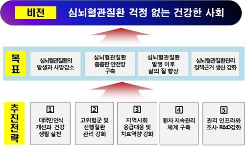 심뇌혈관질환관리 종합계획(안) 비전 체계도 (서울=연합뉴스) 심뇌혈관질환관리 종합계획(안) 비전 체계도. 2018.09.04. [보건복지부 제공]