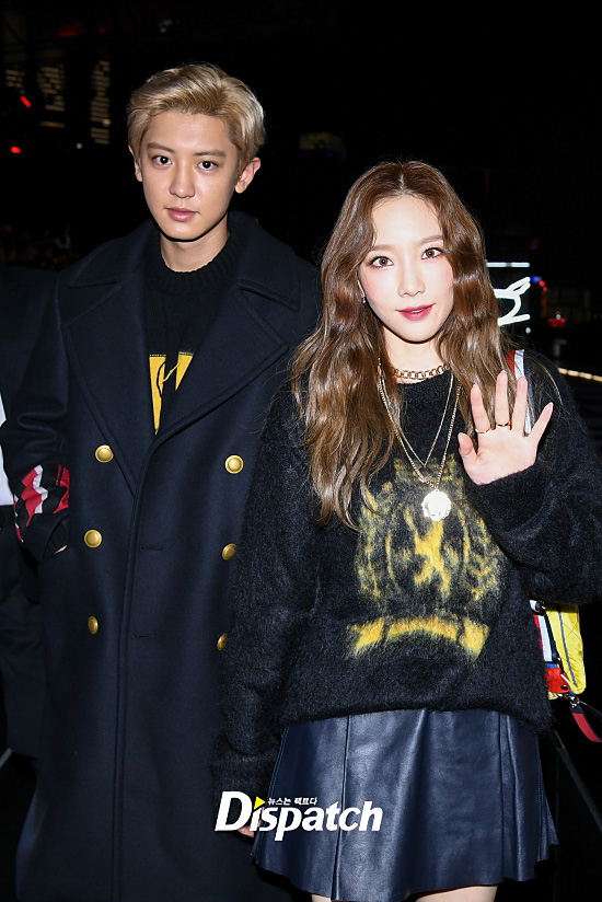 EXO Chanyeol and Girls Generation Taeyeon visited Shanghai Greenland Shenhua F.C. in China on the 4th to watch the Fashion show of 2018 autumn Tami Now.The two people caught the attention of fashion people as well as local media with warm visuals.SM representative pappy.Visual of a male and female.Receive the continent.Im here to see the Fashion show.