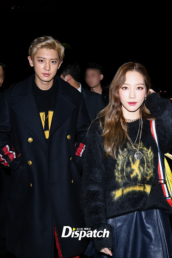 EXO Chanyeol and Girls Generation Taeyeon visited Shanghai Greenland Shenhua F.C. in China on the 4th to watch the Fashion show of 2018 autumn Tami Now.The two people caught the attention of fashion people as well as local media with warm visuals.SM representative pappy.Visual of a male and female.Receive the continent.Im here to see the Fashion show.