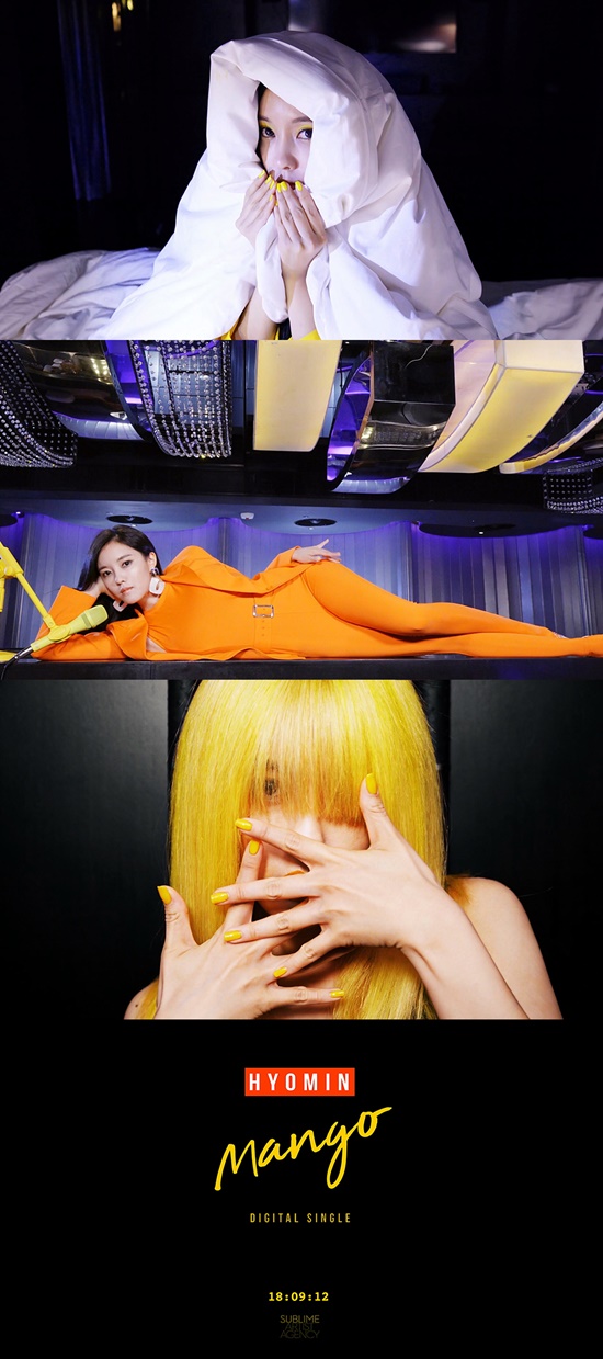 A second Teaser video of singer Hyomins new title song Mango has been released.On the 12th, solo singer Hyomin, who will come to the new digital single album Mango (MANGO), is showing off his active activities by releasing a second teaser video in a unique and dreamy atmosphere.This second Teaser video is part of the Music Video directed by Sung Chang-won, who created the Music Video such as Red Velvet Red Taste and Taeyeon FINE, and has a fantastic harmony with the minimal and trendy songs.In addition, Hyomin has added her wit to the sexy that she has shown before, leading to her unique charm.Hyomin in the teaser video hits the word MANGO on his laptop and clearly expresses the identity of the concept of this album and song.In addition, Hyomin, who transformed into a blonde, stimulates the curiosity of those who see it.Hyomin, who is spewing the goddess force in a free atmosphere on the yacht above the obscurity, also leaves a unique impact.In addition, the most eye-catching factor is color, which emphasizes the concept with Yellow as yellow costumes, makeup, nail art, and props symbolizing mango appear.The point of view is that she is going to tell a story through the color that is a point.The title song Mango (MANGO) of the R&B POP genre, which will blend with Hyomins charming voice, was worked by a famous Publisher who composed EXOs Ko Bop and Taeyeons FINE, and choreography was performed by the DQ team of Yongduk Kim, who popularized point choreography such as SeSTa, Lee Hyo-ri and Hyun-ah.Meanwhile, Hyomins new digital single album Mango (MANGO), which follows Nice Body and Sketch, is about to release music at 6 pm on the 12th and release Music Video.At 8 pm, a special showcase for fans will be prepared and will be the first to show the stage.Photo: The Surbrime Artist Agency