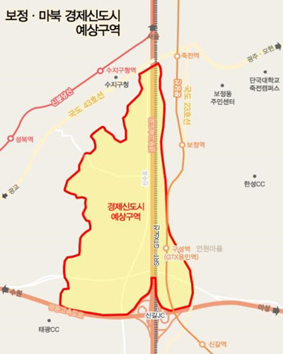용인 플랫폼시티 개발 예상 구역. /용인시