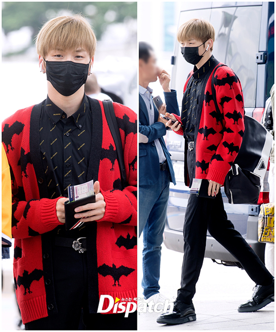 The group Wanna One left Korea on the morning of the 14th through the Incheon International Airport to schedule the concert of Music Bank in Berlin in Berlin, Germany.Wanna One Kang Daniel produced a dandy fashion with a red cardigan on the days Black Slacks, with superior glamour and visuals.