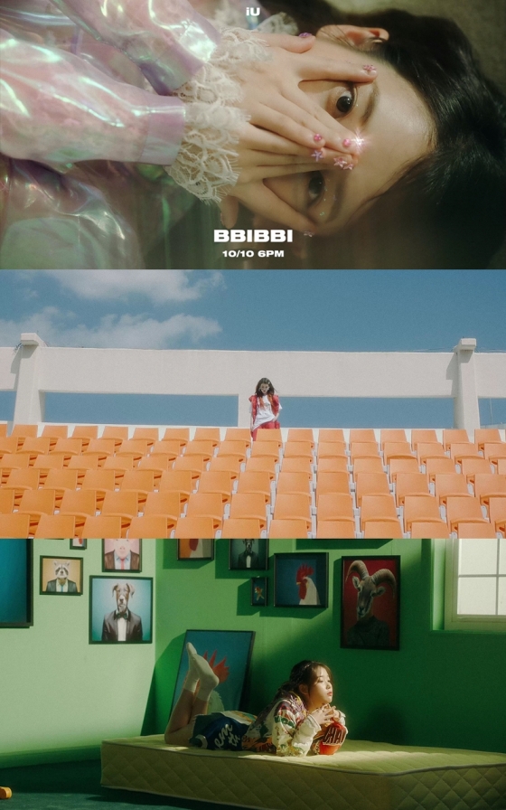 Singer IU has raised expectations by releasing a video of Music Video Teaser of the new song Pipi.IU released a new music video of BBIBI on its official SNS and YouTube channel on the 8th, which is about to be released on the 10th.IU has launched a full-scale countdown before the release of the new song, following a total of four concept photos, and todays Music Video Teaser of Pipi.This 20-second teaser video, which penetrates the concept of the new song Pippi, collects topics with the colorful styling transformation of IU in the background of the clear color filter and space covered behind the screen.In this teaser video, where kitsch and hip sensibility coexist, IU emits a free-flowing eight-colored charm with a colorful primary space and props in the background, capturing attention at once.Here, the dreamy and unique sound using telephone buttons and drum sounds is met with the fascinating tone of IU, which is said to be I dont believe it at the end of the video, and it gives a unique charm.IU will release music and music video of the surprise digital single Pippi at 6 pm on the 10th, and will find music fans through a new song in about a year.IUs new song Pippi, which will take off veil in anticipation, is expected to be a song of Alternative R & B genre that IU tries for the first time after its debut.This song was followed by IU as a lyricist, and Lee Jong-hoon, a composer who has worked on many hits of IU such as Leon, Love is good and Palette, participated in the song.Music Video will be drawn by VM PROJECT, who has been working on various artists such as Zico, EXO, and Red Velvet, to hold a megaphone and draw the unique charms of IU with a hip mood.Meanwhile, IU will hold a large-scale Asia tour 2018 IU tenth anniversary tour concert - now in seven cities in Asia, including three major cities in Korea, starting at the end of October, just after the announcement of the new song.The IUs performance, which will start in Busan on October 28 and will be held in Gwangju on November 10 and Seouls KSPO DOME (Olympic Park Gymnastics Stadium), which is considered to be one of the largest venues in Korea from 17 to 18, will expand its scale to Asia Tour from December and will also be held in Hong Kong, Singapore, Bangkok and Taipei.